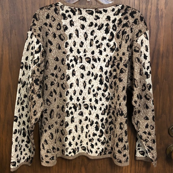 Vintage Leopard Print Metallic Beaded Sweater Lisa Originals Large - Picture 12 of 15